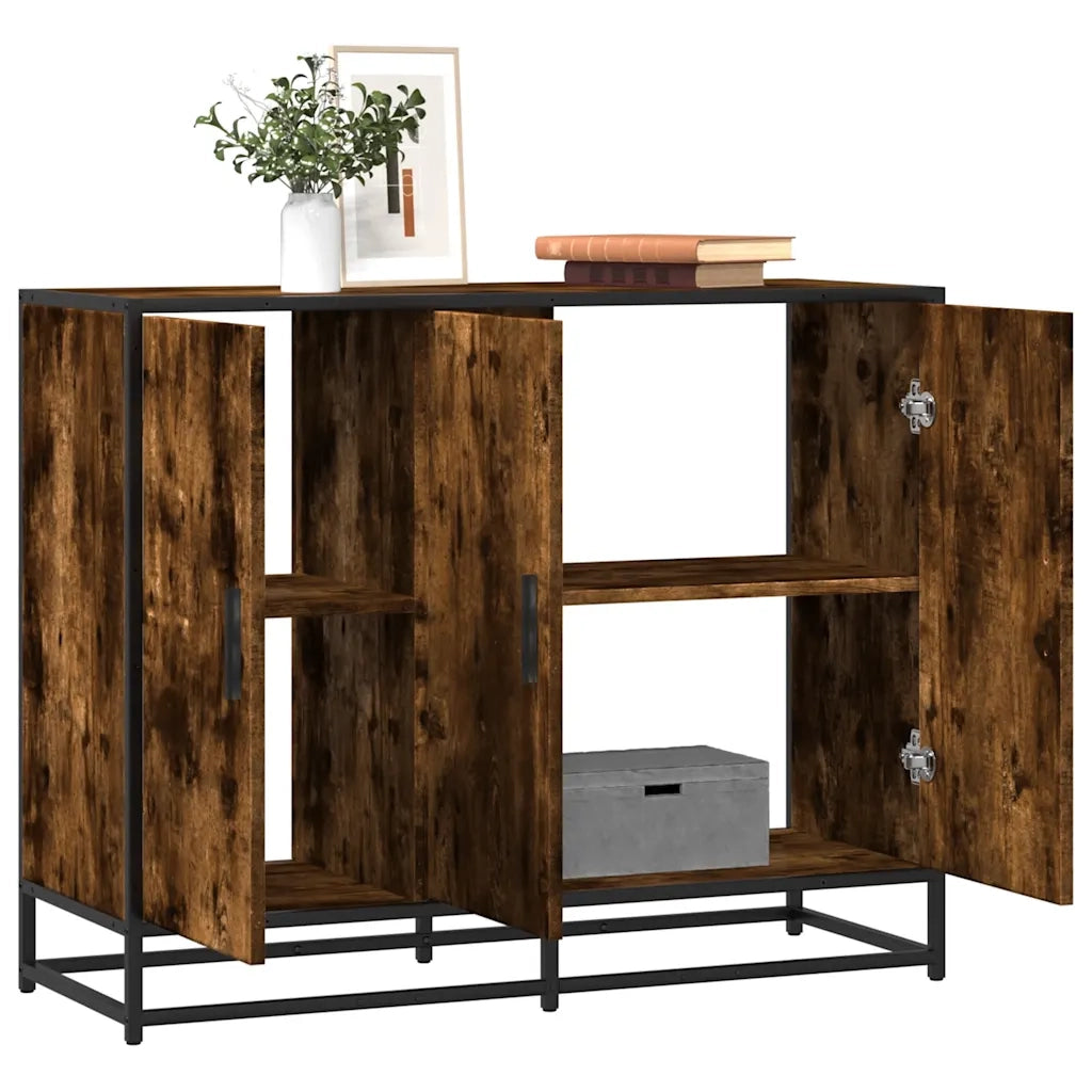 Credenza Rovere Fumo 94x35x76 cm in Legno Multistrato