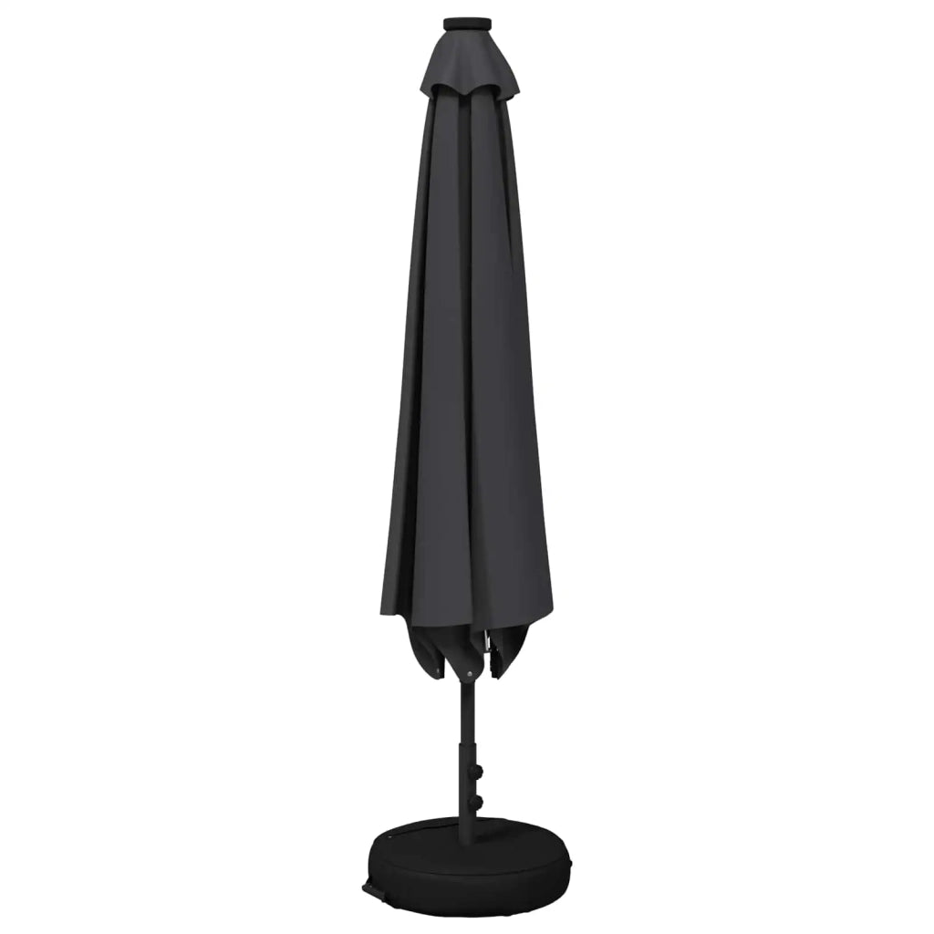 Ombrellone da giardino-Parasol da giardino con luci LED e base 300 x 300 cm Poliestere 735201