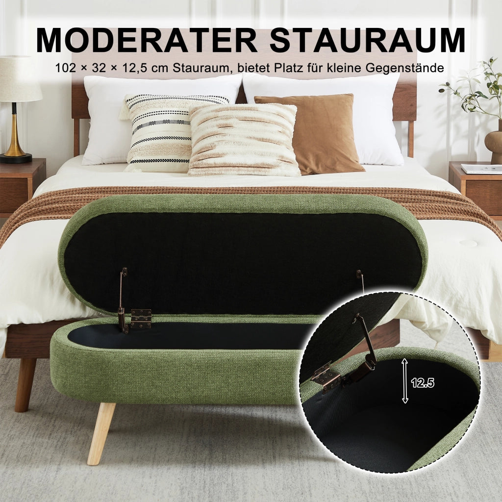 PANCA Contenitore 110 cm in Chenille Verde