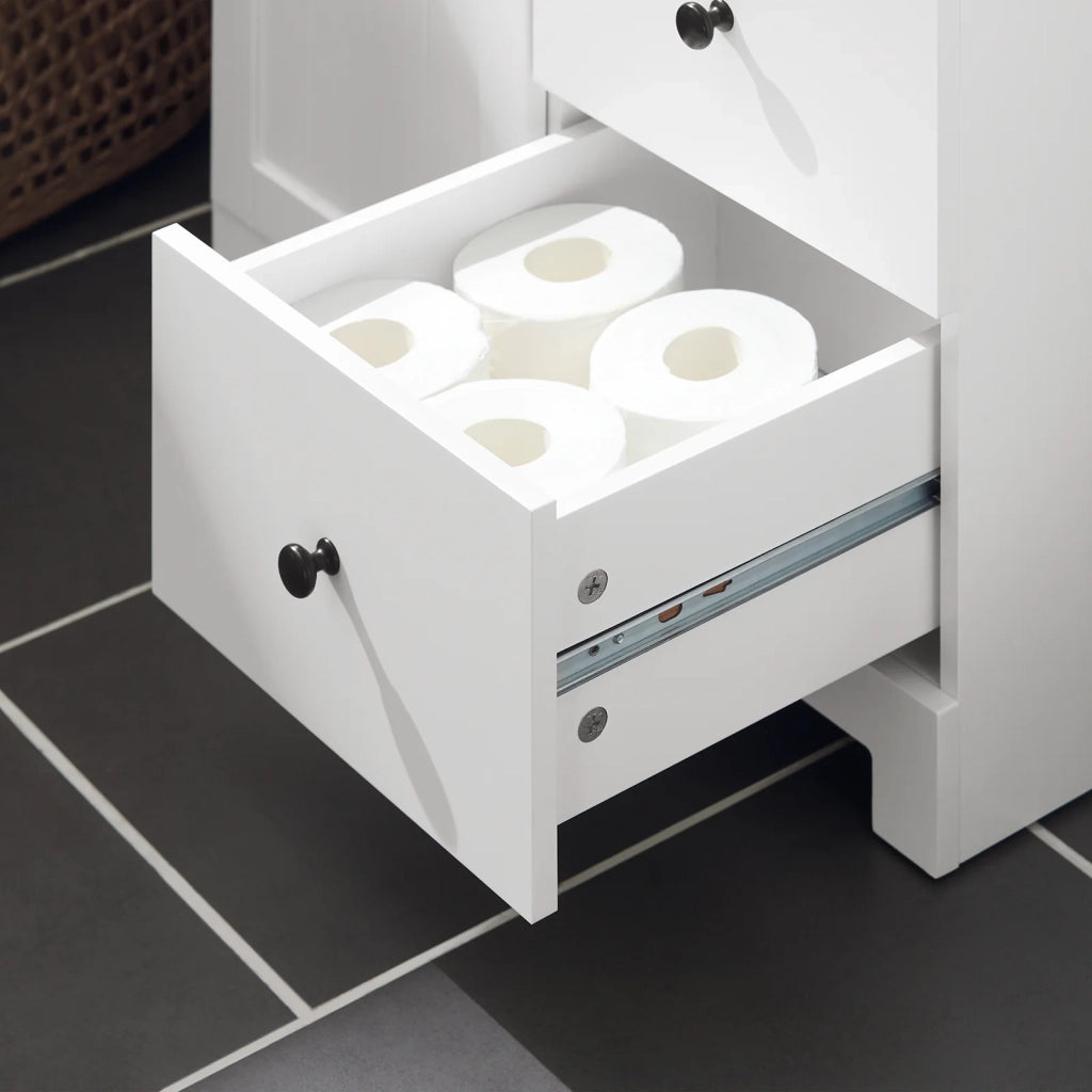 Mobile Bagno Con Tre Cassetti Mobile Contenitore Mobile A Terra Bianco 60x33x86cm BZR107-W SoBuy