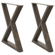 Gambe per tavolo da pranzo 2 pz in acciaio naturale 80x(72-73,3) cm 4012731
