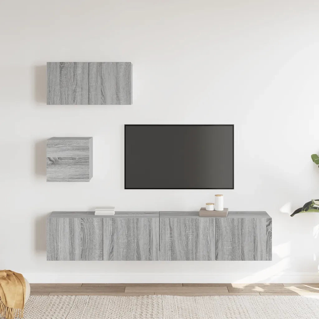 Set di Mobili Porta TV 4 pz Grigio Sonoma in Legno Multistrato cod mxl 20231