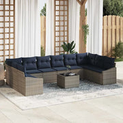 Set Divano da Giardino Grigio e Blu Navy polyrattan