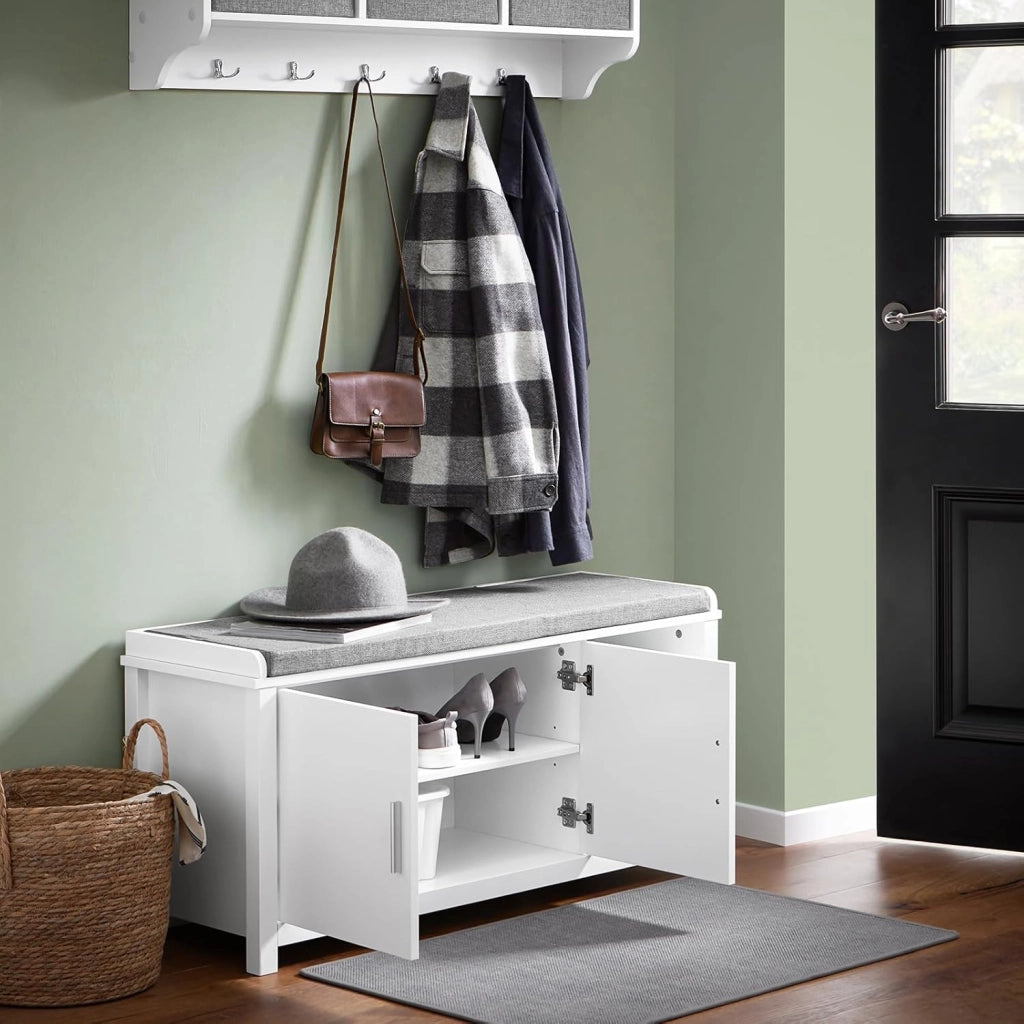 Panca scarpiera Cassapanca Portascarpe con 2 ante Bianco 105x35x51cm FSR168-W