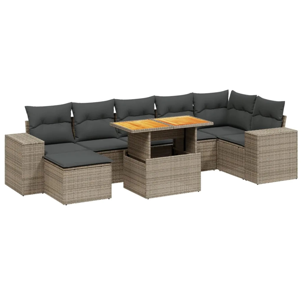 Set Divano da Giardino 8 pz con Cuscini Grigio in Polyrattan 3272747