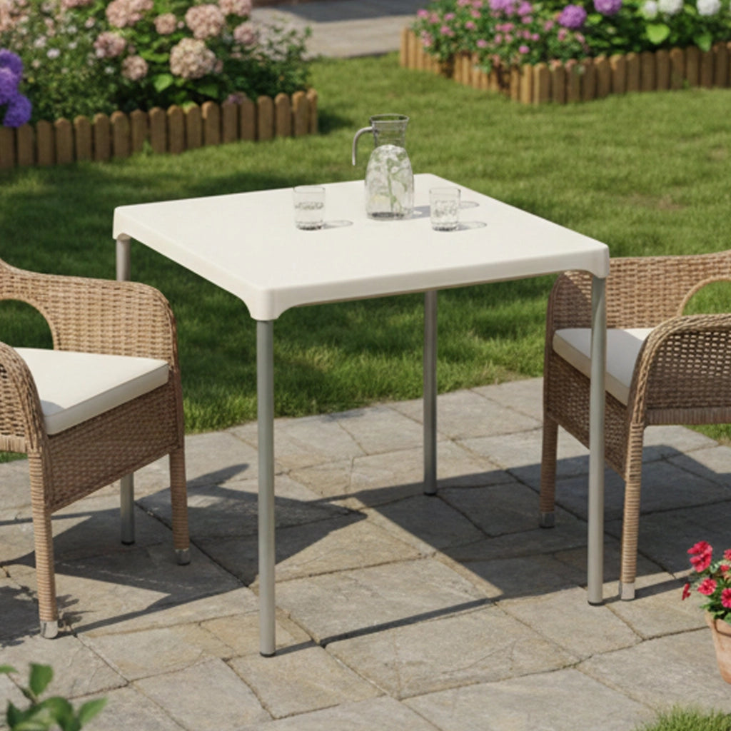Brownstown, Tavolo da Esterno 4 Posti Made in Italy, 75x75x72h cm Bianco