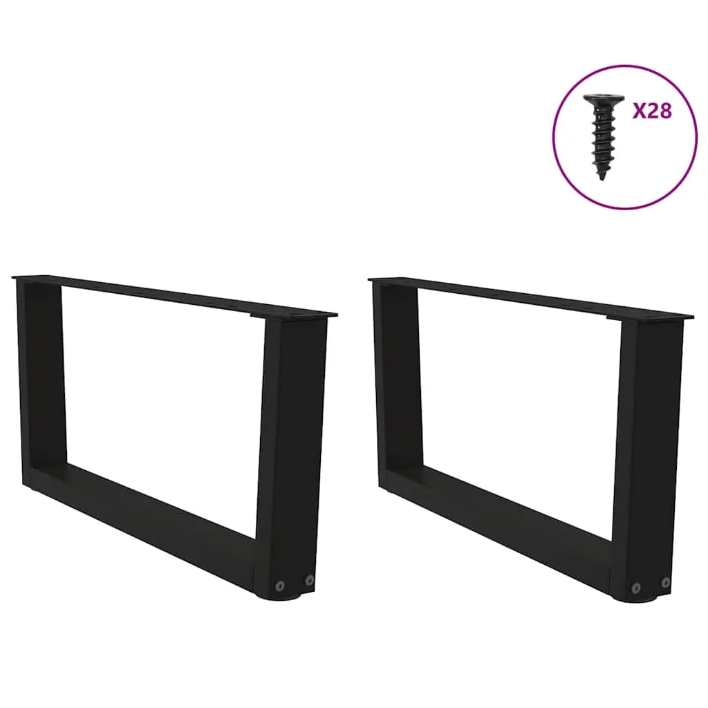 Set di 2 gambe per tavolino da caffè a forma di V per un tavolo moderno da 70 x 31 cm con guide regolabili in acciaio nero 02_0056904