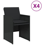 Sedie da Giardino con Cuscini 4 pz | Sedie da Esterno Nere in Polyrattan
