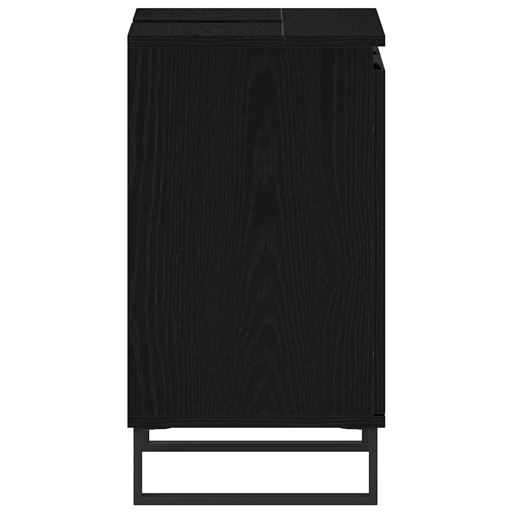 Mobile Lavabo | Armadio per Lavabo da Bagno Rovere Nero 58 x 33 x 60 cm
