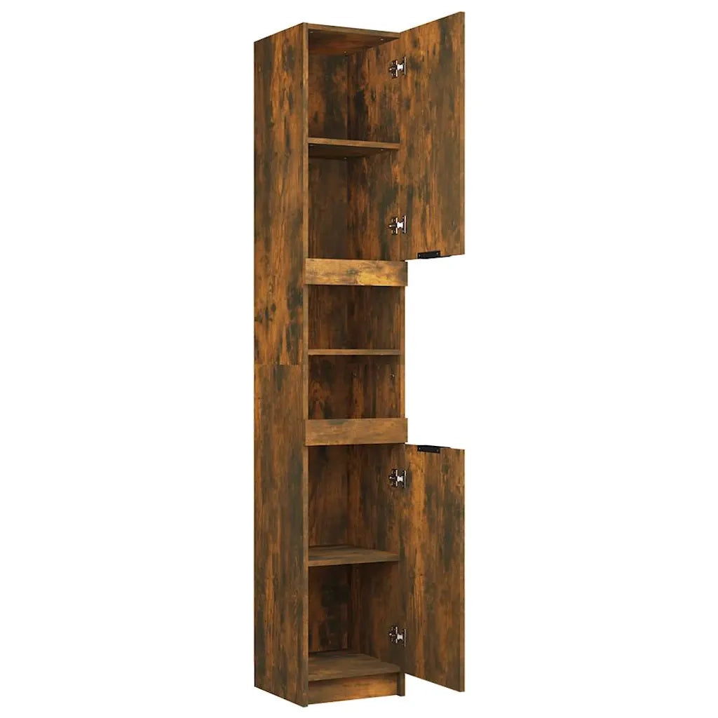 Armadietto Bagno Rovere Fumo 32x34x188,5cm in Legno Multistrato 817069