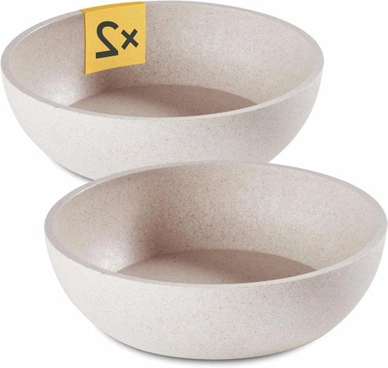Bowl Cibo 2 x 1L - Resistentente al Lavastoviglie - Beige - 17,5 cm di Diametro - Per Cani Grandi - Bowl d'Acqua per Cani