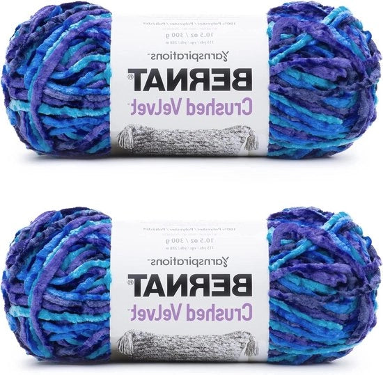Velluto Strappato Blu Brillante - 2 Pacchi - 300g/10.5oz - Poliestere - 5 voluminosi - 300 Metri - Ferro per Maglia - Lussuoso e Sovraccosto