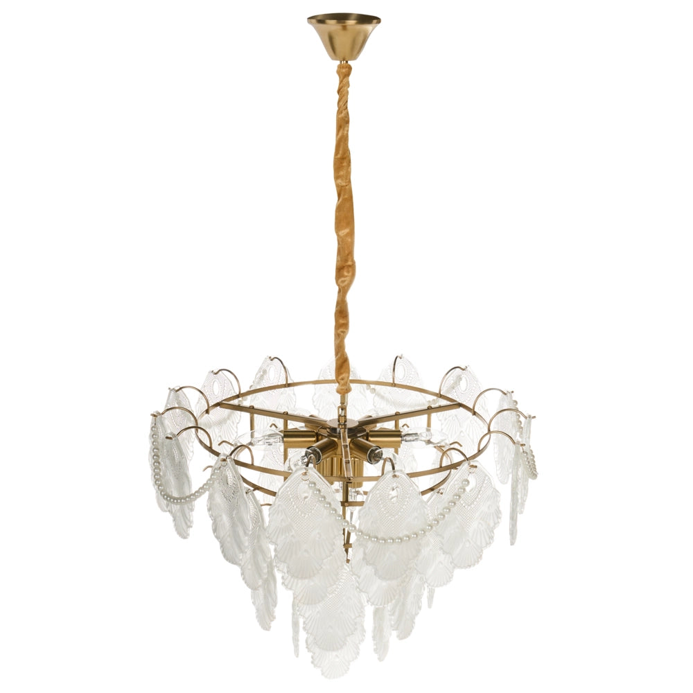 Lampadario in ottone, metallo e vetro ⌀ 46 cm Lampada a sospensione stile glamour