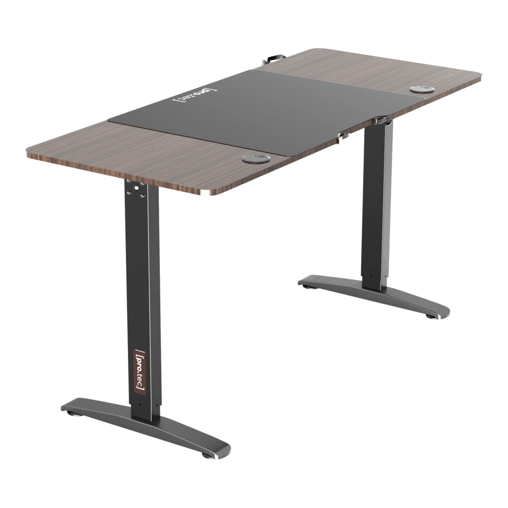 Scrivania 'Salinas' Regolabile in Altezza tra 73 - 118 cm con Sollevamento Elettrico - Effetto Noce/Nero [pro.tec]