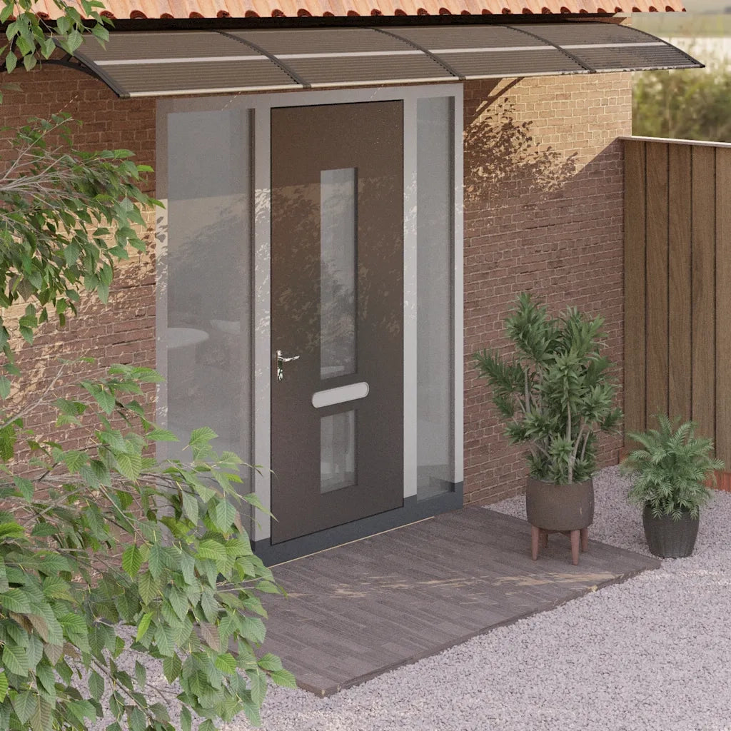 Tettoia per Porta Nera 350x75 cm Policarbonato CFW2147724