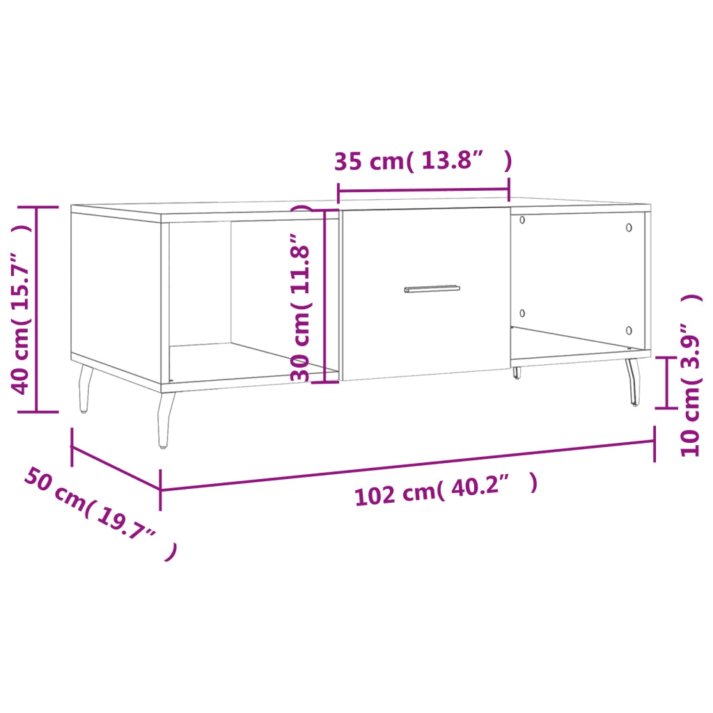Tavolino da Salotto Rovere Sonoma 102x50x40cm Legno Multistrato 829319