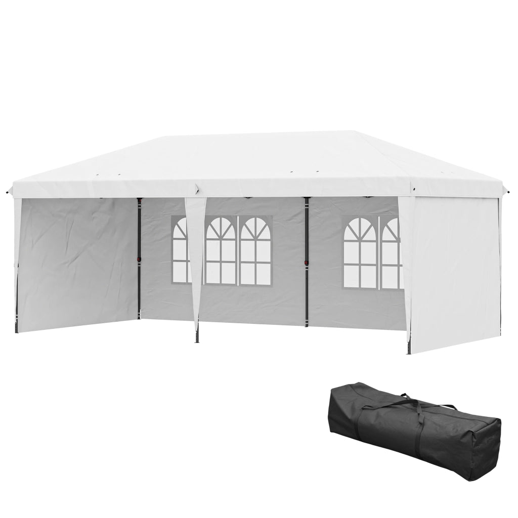Tenda da giardino pieghevole 6x3 m con 4 pareti laterali ¨C Minimal ¨C bianco