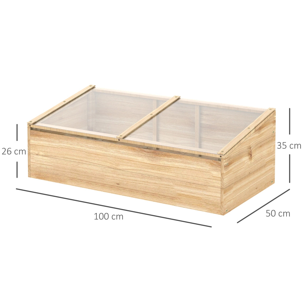 SERRA da giardino 100x50x35 cm in legno naturale con pannello in policarbonato