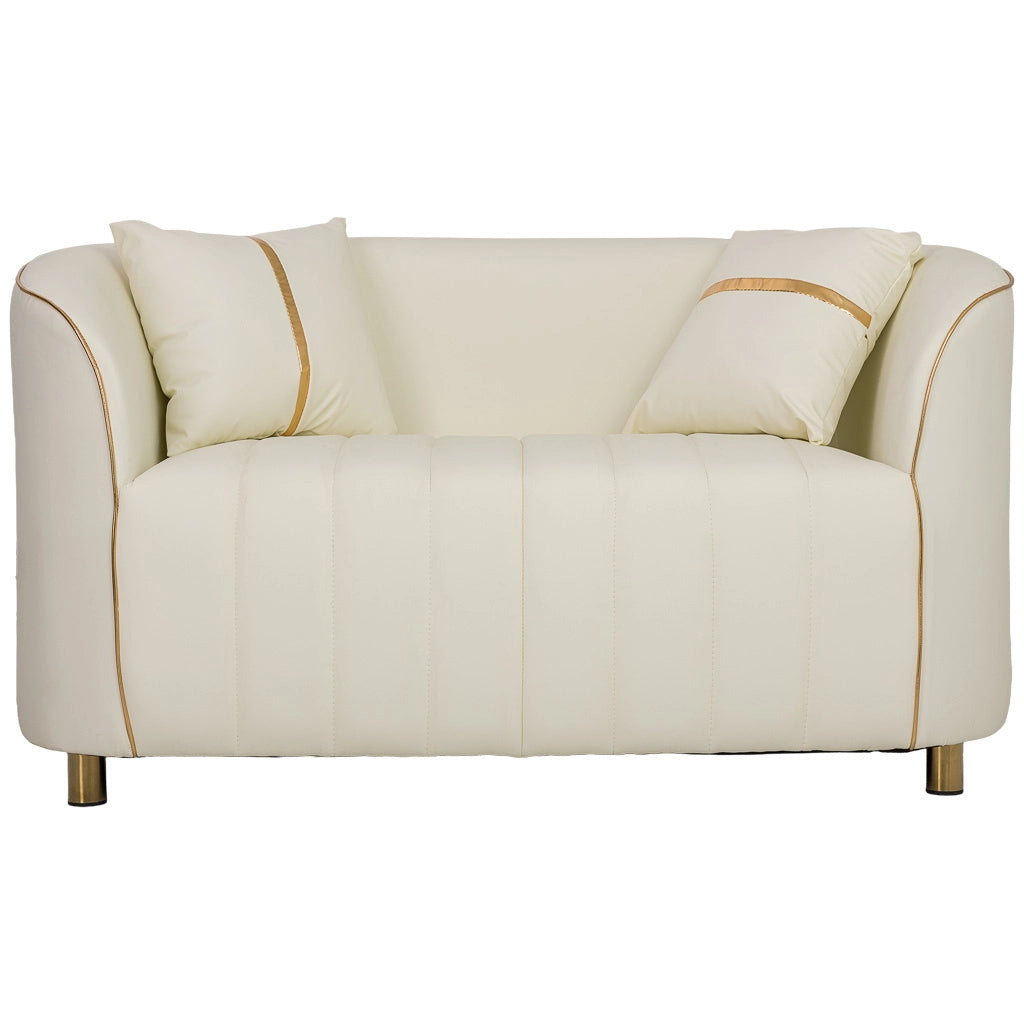Divano in ecopelle beige 137x72x76h cm