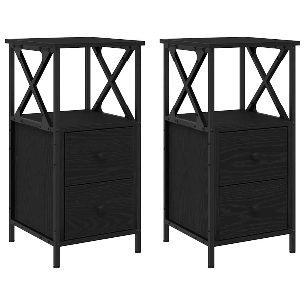 Armadio da Notte 2 pcs Rovere Nero 34 x 35,5 x 70 cm 862920