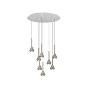 Lampadario Moderno Aygo Metallo Bianco E Sabbia Marrone 8 Luci Gu10