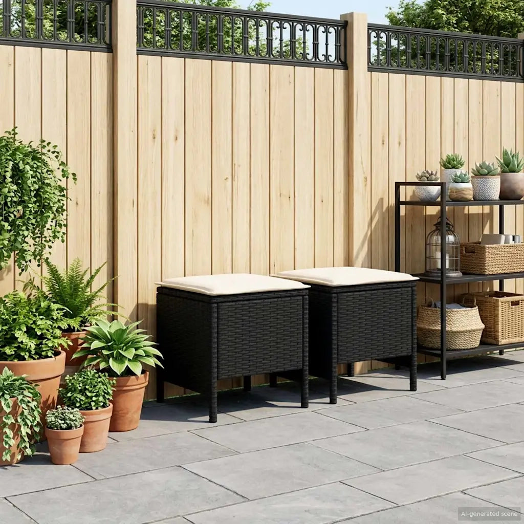 Poggiapiedi da Giardino 2 Pezzo Nero e Crema 38 x 38 x 45 cm 42025384