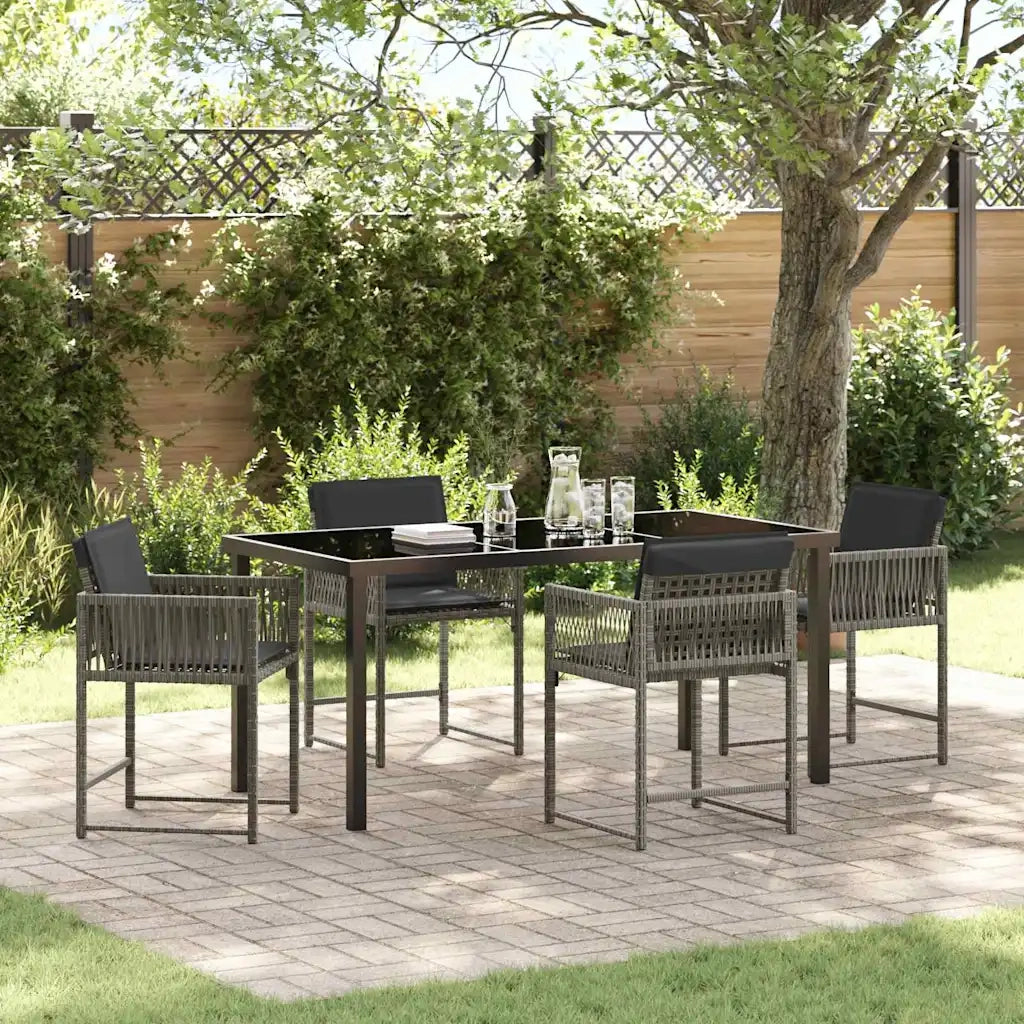Set da Pranzo per Giardino 5 pz | Set Salotto da Giardino Grigio polyrattan