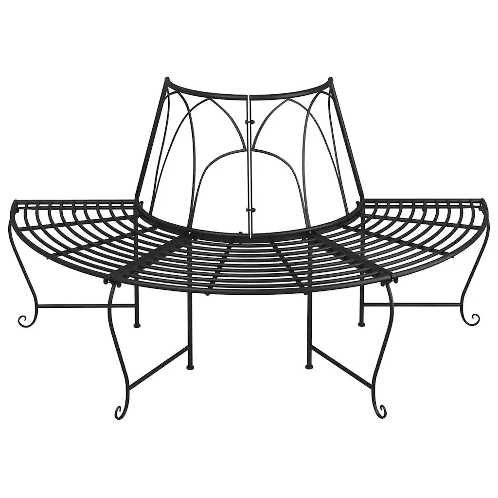 Panca da Giardino | Panchine per Albero Semicircolari 2 pz ?159 cm Nere in Acciaio