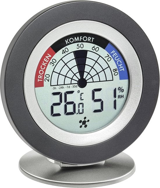 Termometro e Igrometro Digitale per Temperatura e Umidità, Monitoraggio del Rischio di Muffa, Colore Argento