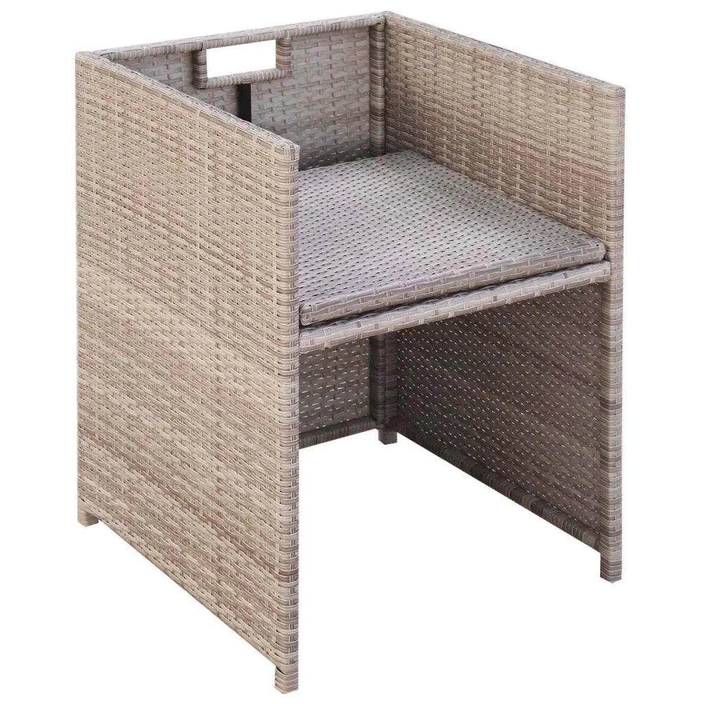 Set da Pranzo da Giardino 5 pz con Cuscini in Polyrattan Beige 42555
