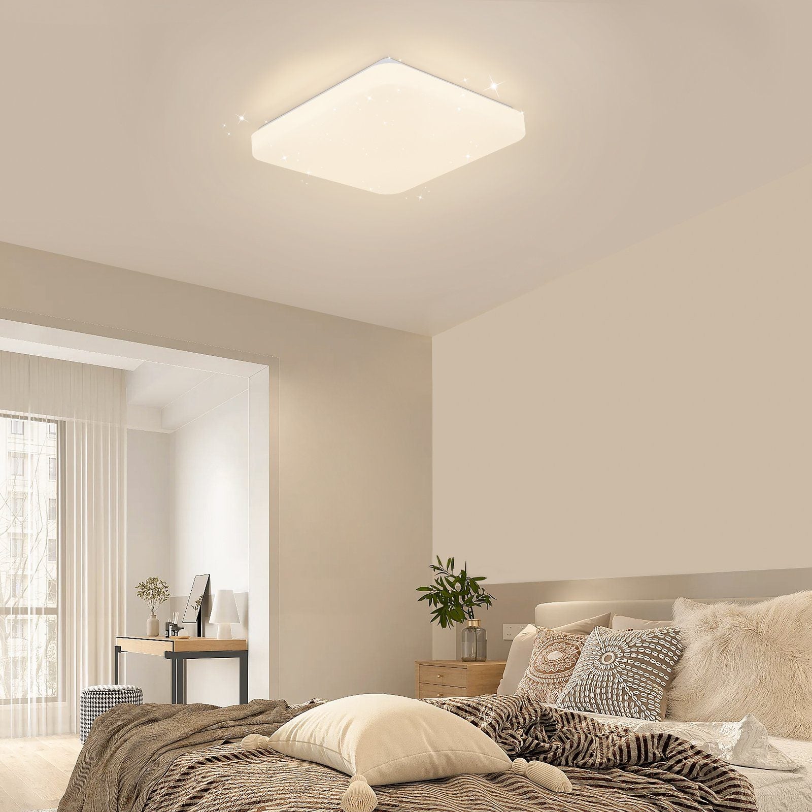 ZMH Lampada da soffitto LED 37W telecomando motivo stellato per camera letto