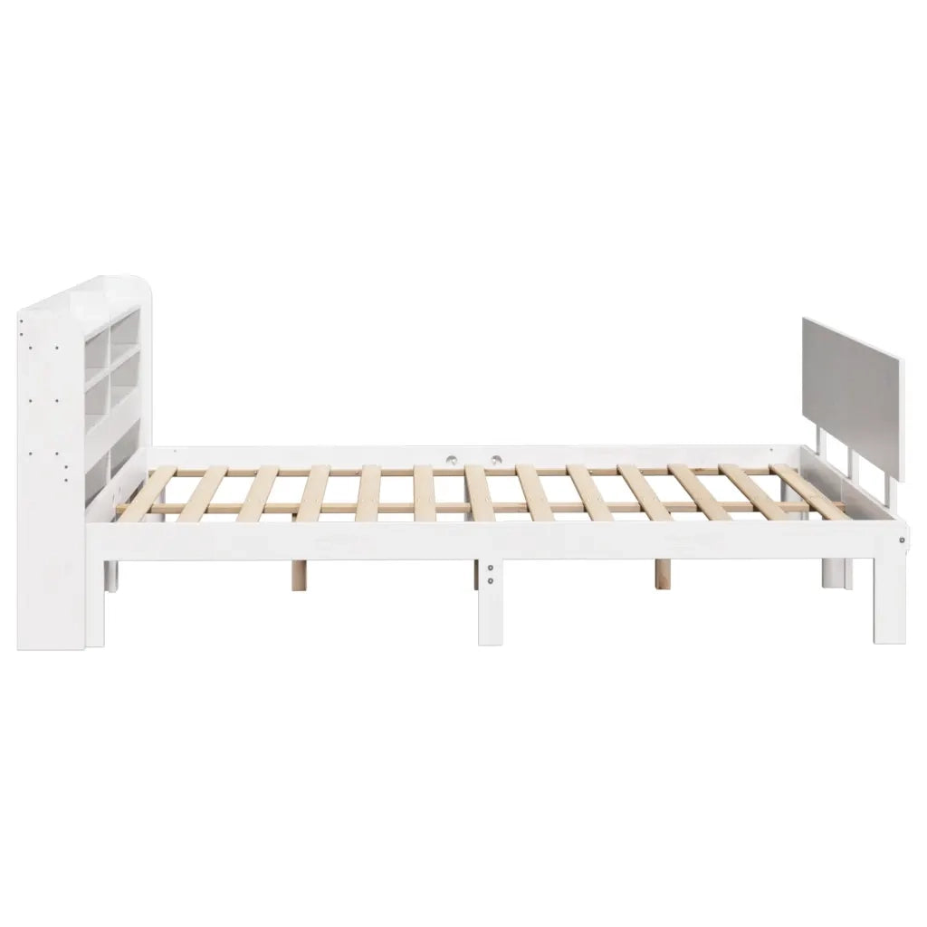 Giroletto con Testiera Bianco 150x200 cm Legno Massello di Pino 3306830