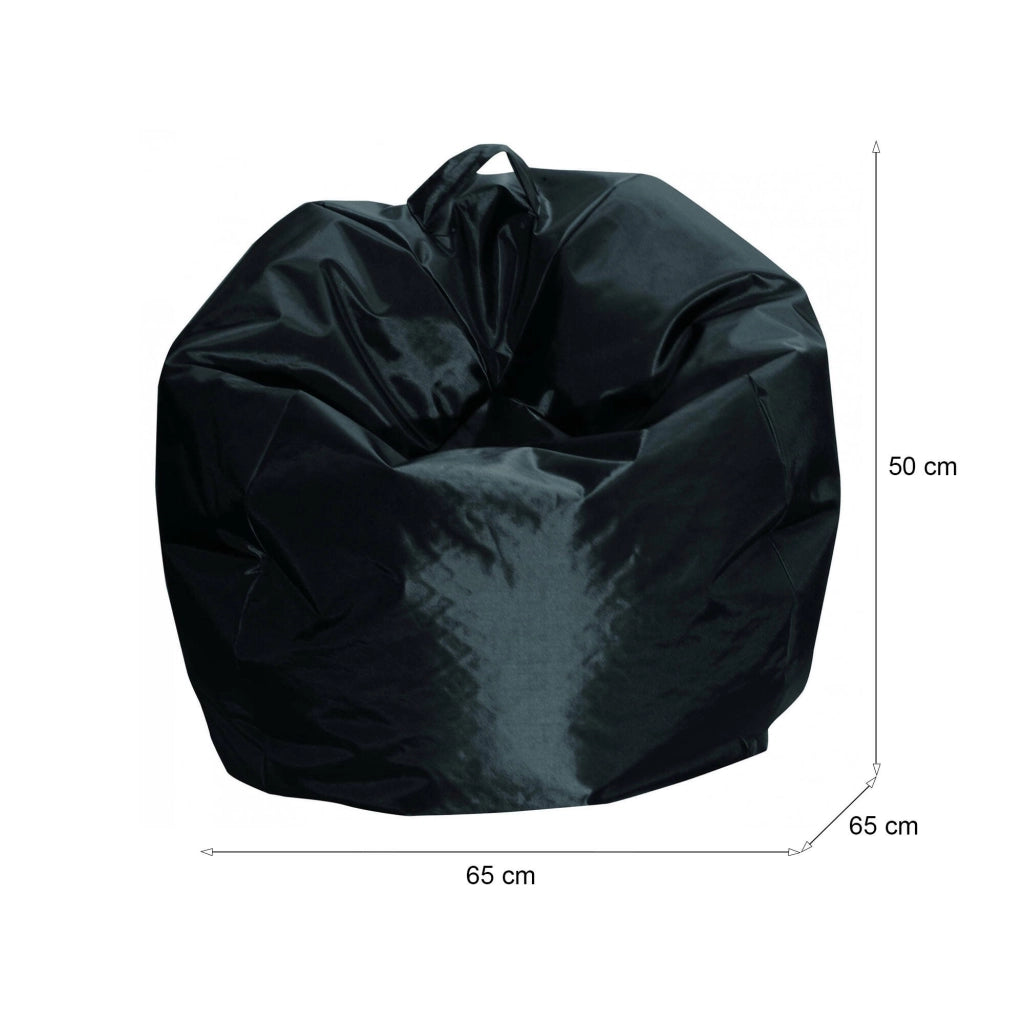 Pouf a sacco Ascia, colore nero, Misure 65 x 50 x 65 cm
