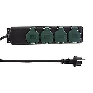REV 0512468555 prolunghe e multiple 1,4 m 4 presa(e) AC Esterno Nero, Verde