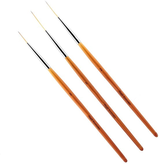 Set di pennelli per nail art 3 pezzi - 15mm/20mm/25mm - Uso professionale/personale - Dettagli fini/pattini - Materiale duraturo - Setole a spazzola non si staccano - Pennelli per nail art