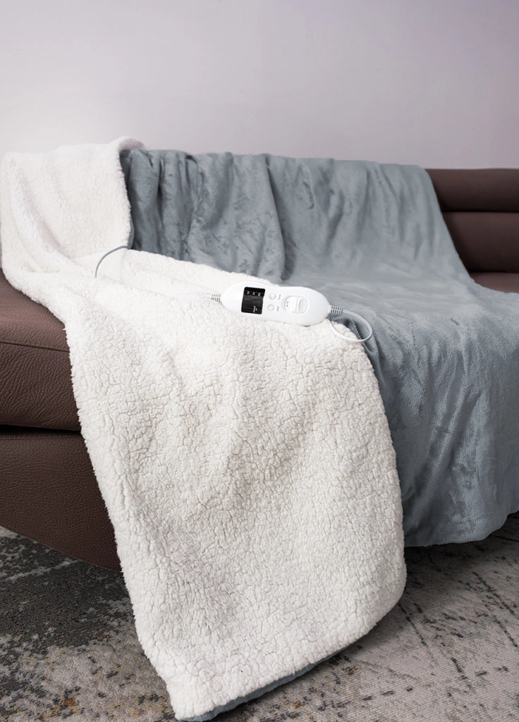 Plaid Termico Coperta Riscaldante Termocoperta Riscaldata Morbida Tinta Unita - 180x140 - Grigio