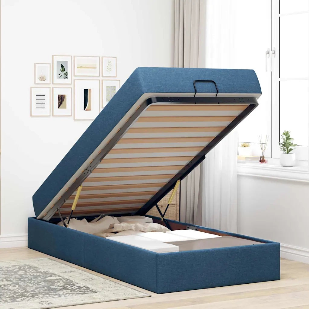 vidaXL Struttura del letto con materasso Blu 100 x 200 cm Tessuto
