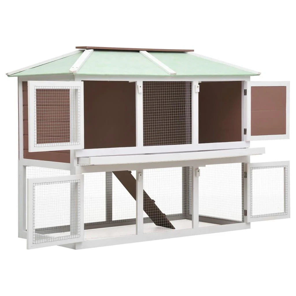 Gabbia doppia 130 x 68 x 105 cm per animali in legno marrone 02_0000573