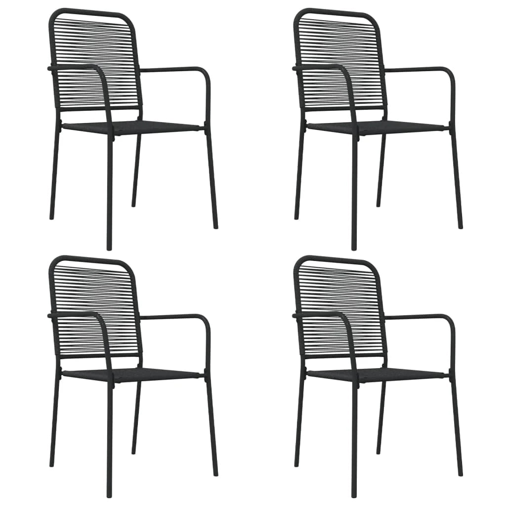 Set da pranzo da esterno da 5 pezzi mobili da giardino in corda di cotone nero e acciaio 02_0014318