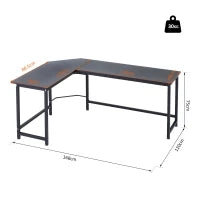 Scrivania a L per Casa e Ufficio ad Angolo Piedini Regolabili per Lavoro, Studio o Gaming Nera Pannello Truciolare di Grado E1, Metallo 168Lx120P x75Acm