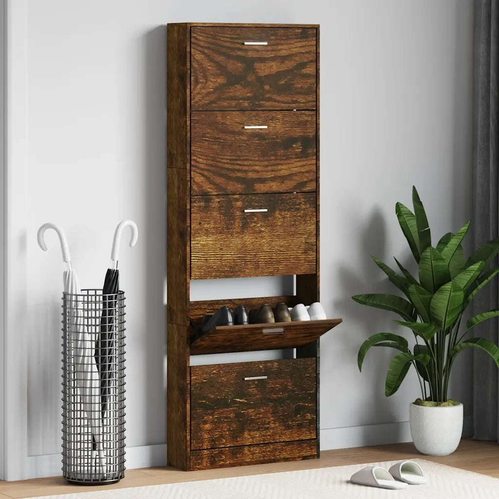 Scarpiera Rovere Fumo 59x17x169 cm in Legno Multistrato cod mxl 68801