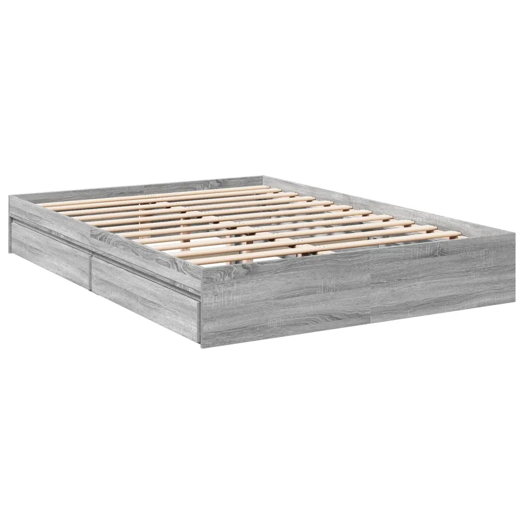 Giroletto Cassetti-Struttura Letto con contenitore Grigio Sonoma 160x200 cm Legno Multistrato 535486
