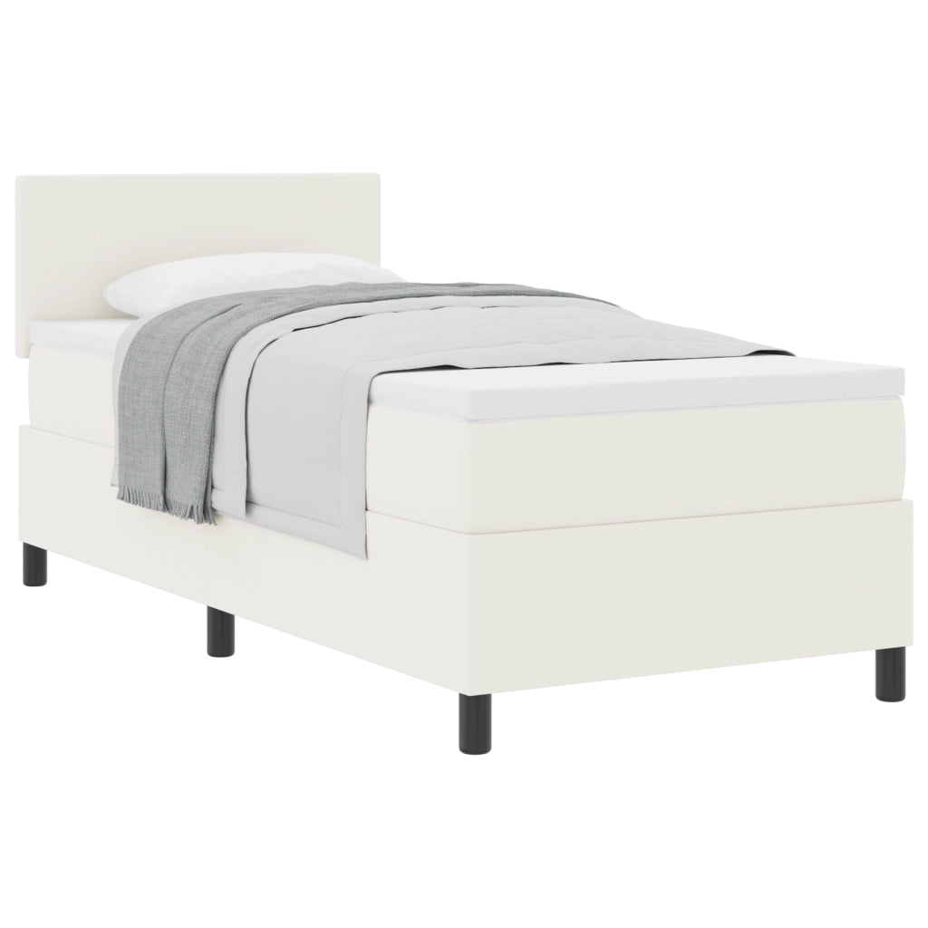Letto Box Spring con Materasso Crema 100x200 cm Tessuto Corduroy