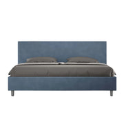 BS COM Letto senza rete imbottito 180x190 microfibra blu