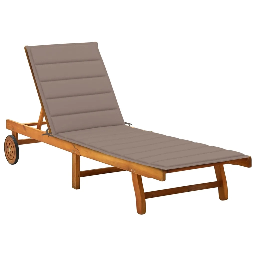 Lettino Prendisole da Giardino con Cuscino Massello di Acacia cod mxl 20964