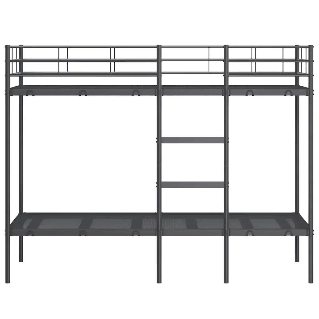 Letto a Castello senza Materasso-Struttura Letto a Castello Nero 75x190 cm in Acciaio