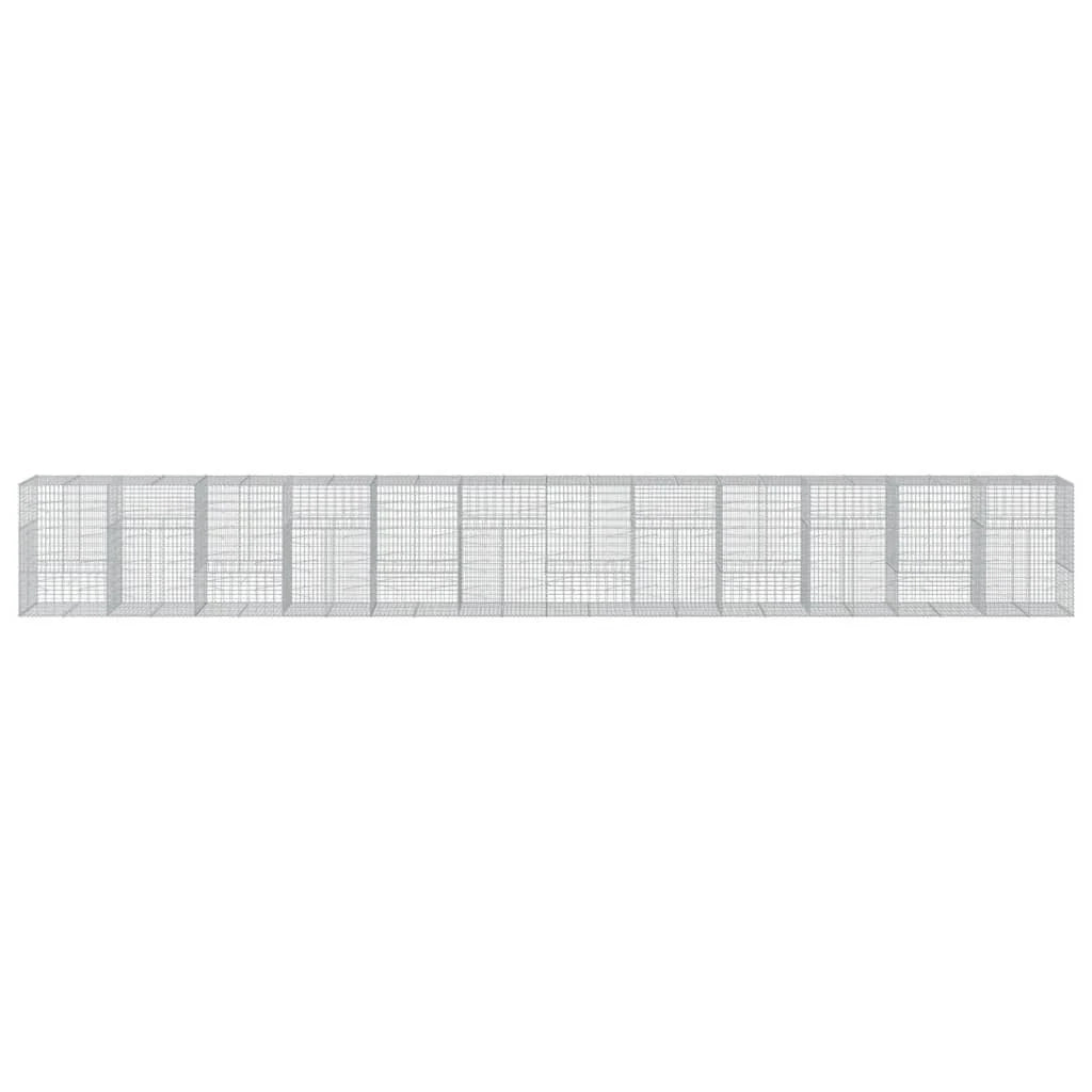 Gabbione recinto a gabbia muro di contenimento con coperchio 1200 x 100 x 150 cm ferro zincato argento 02_0040131