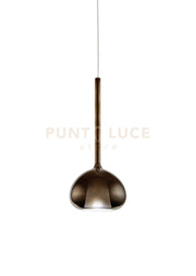 BEBA SOSPENSIONE 1 LUCE ATTACCO G9 VETRO BRONZO D.20CM ROSONE BIANCO