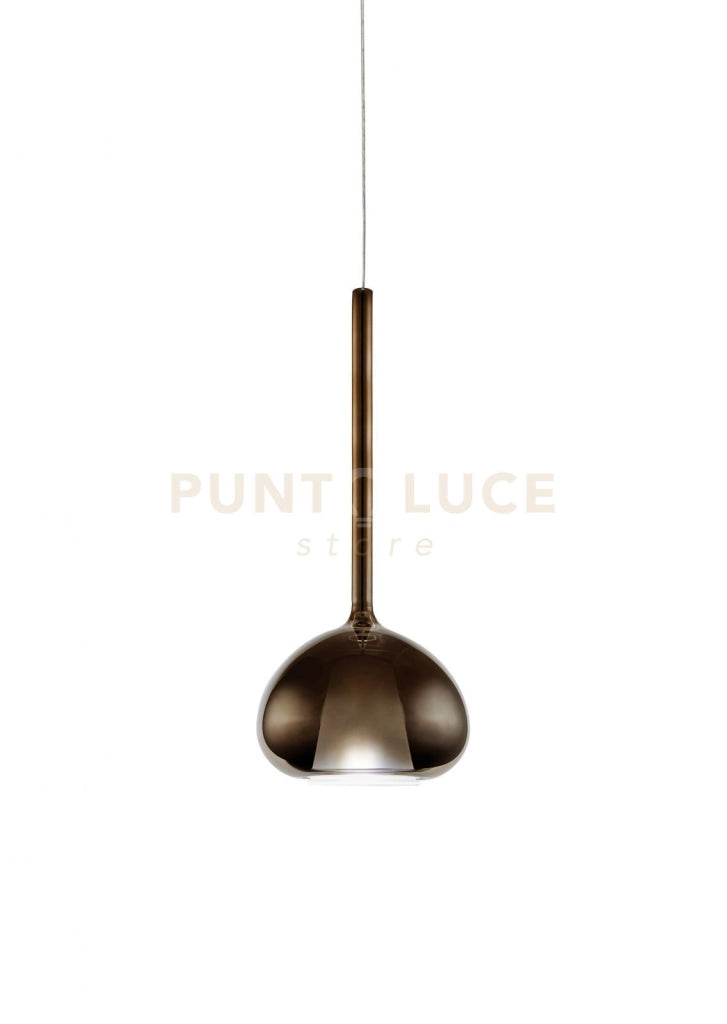 BEBA SOSPENSIONE 1 LUCE ATTACCO G9 VETRO BRONZO D.20CM ROSONE BIANCO