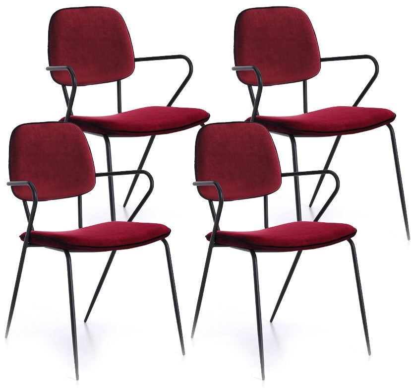 Set 4 Sedie 52x50x81,5 cm Velluto Rosso